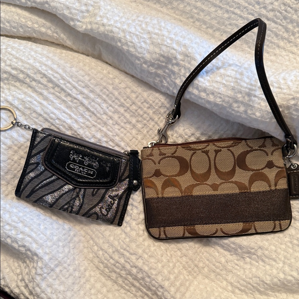 Coach Brown wristlet and wallet keychain